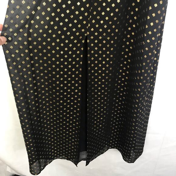 LPA Dress 43 in gold polka dot side cutout cold shoulders halter maxi dress - Picture 7 of 12